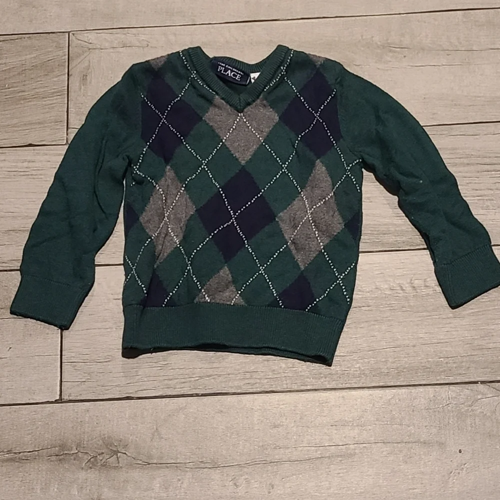 🍦Children's place green argyle sweater🧋